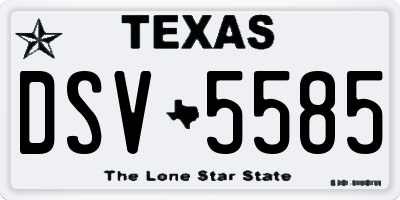 TX license plate DSV5585