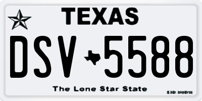 TX license plate DSV5588