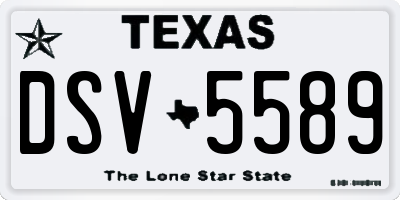 TX license plate DSV5589