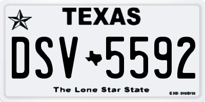 TX license plate DSV5592