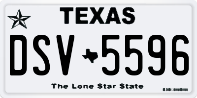 TX license plate DSV5596