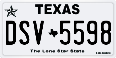 TX license plate DSV5598