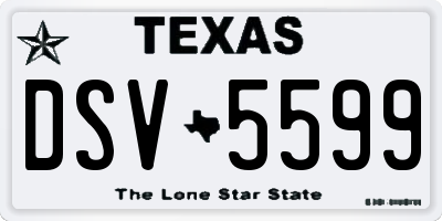 TX license plate DSV5599