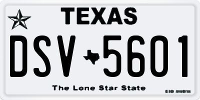 TX license plate DSV5601
