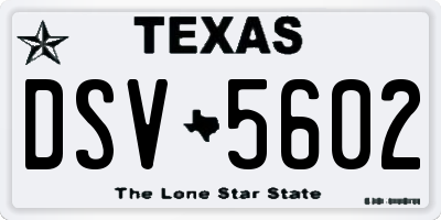 TX license plate DSV5602