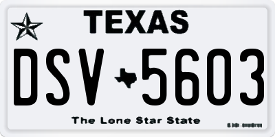 TX license plate DSV5603