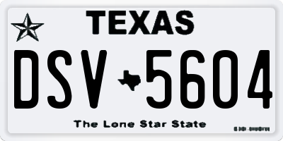 TX license plate DSV5604