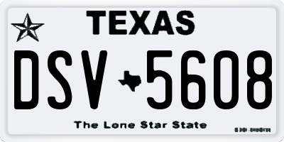 TX license plate DSV5608