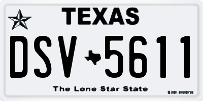 TX license plate DSV5611