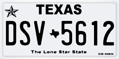 TX license plate DSV5612