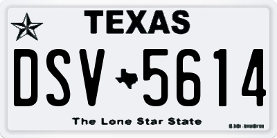 TX license plate DSV5614