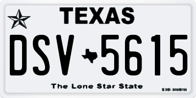 TX license plate DSV5615