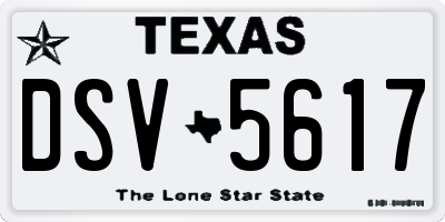 TX license plate DSV5617