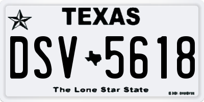 TX license plate DSV5618