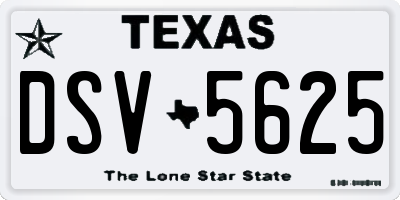 TX license plate DSV5625