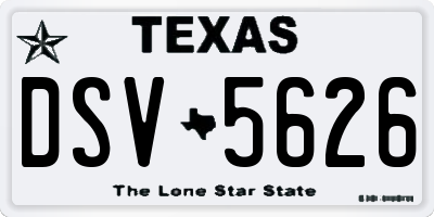 TX license plate DSV5626