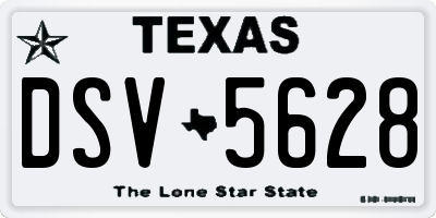 TX license plate DSV5628