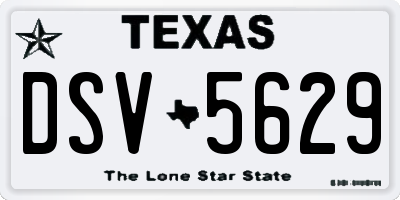 TX license plate DSV5629