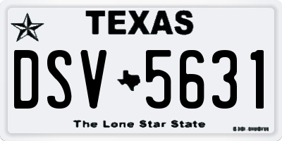 TX license plate DSV5631