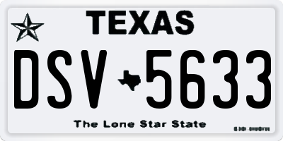 TX license plate DSV5633
