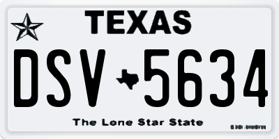 TX license plate DSV5634