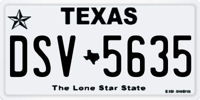TX license plate DSV5635