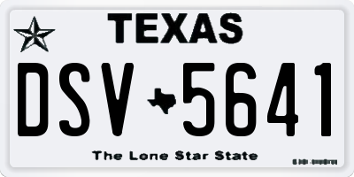 TX license plate DSV5641