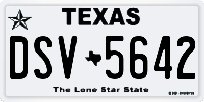 TX license plate DSV5642