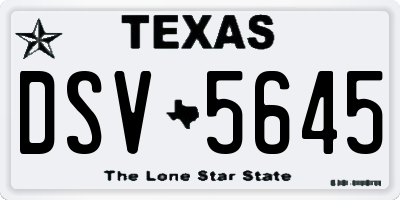 TX license plate DSV5645