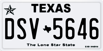 TX license plate DSV5646
