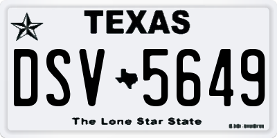 TX license plate DSV5649