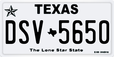 TX license plate DSV5650