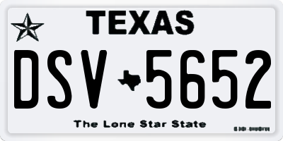 TX license plate DSV5652