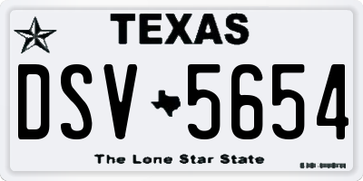 TX license plate DSV5654