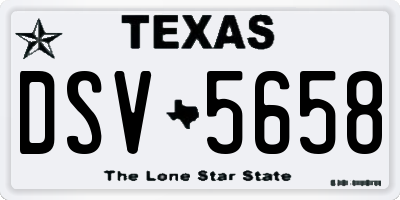 TX license plate DSV5658