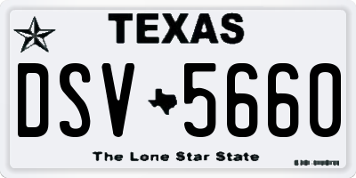 TX license plate DSV5660