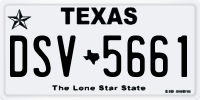 TX license plate DSV5661
