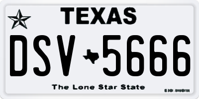 TX license plate DSV5666