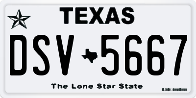 TX license plate DSV5667