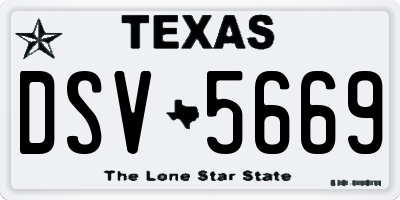 TX license plate DSV5669