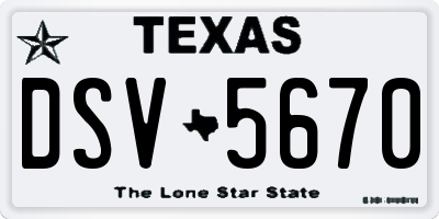 TX license plate DSV5670