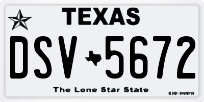 TX license plate DSV5672