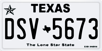 TX license plate DSV5673