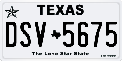 TX license plate DSV5675