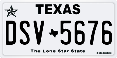 TX license plate DSV5676