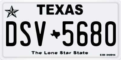 TX license plate DSV5680