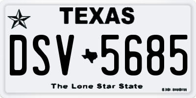 TX license plate DSV5685