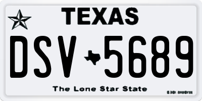 TX license plate DSV5689