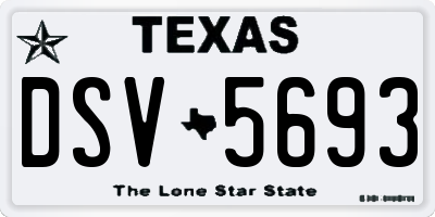 TX license plate DSV5693