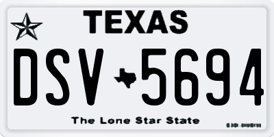 TX license plate DSV5694